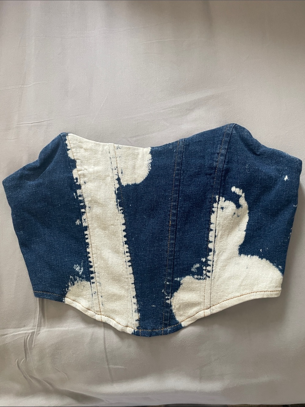 Rehab Blue Denim Strapless Corset Top